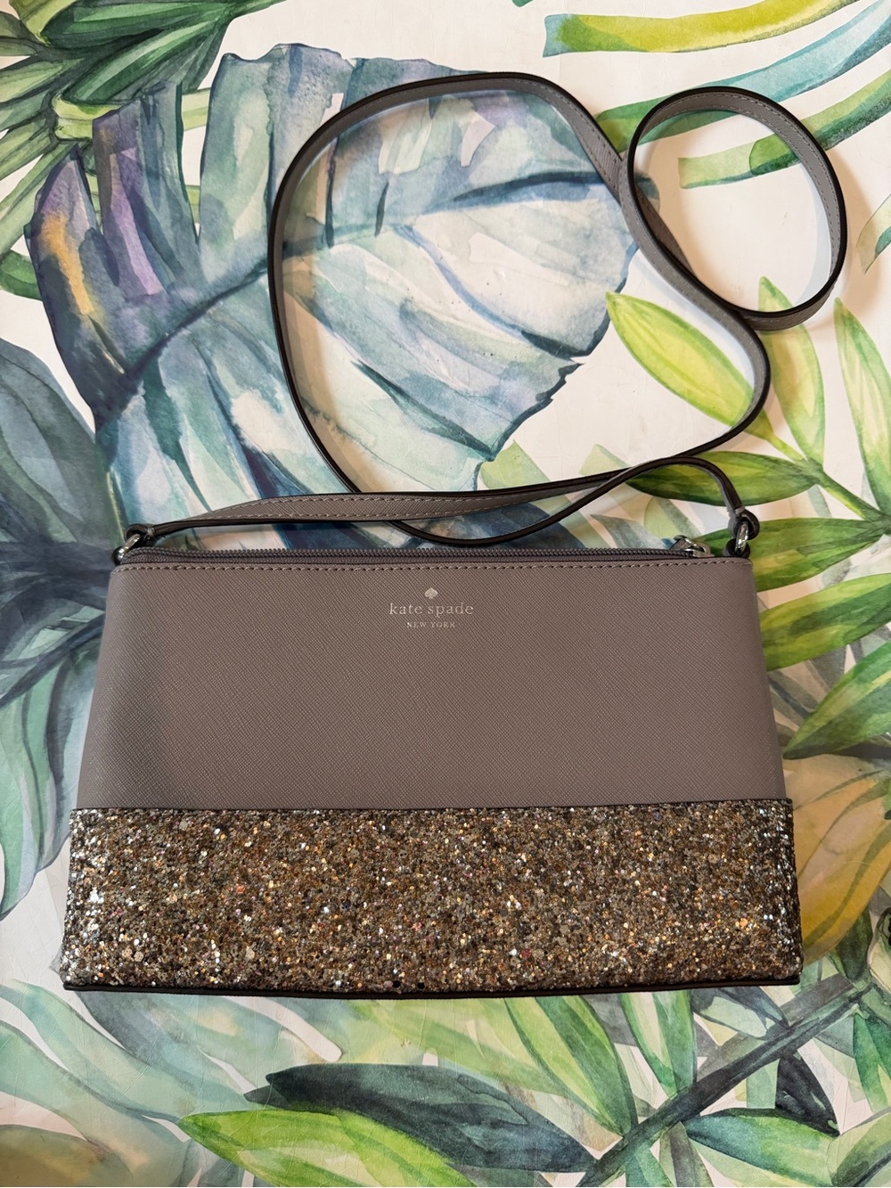 Kate Spade Gray Glitter Crossbody Bag